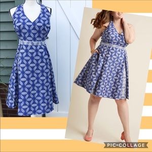 ModCloth NWT Blue Jacquard Renewed Resplendence 3X